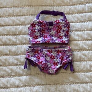 American Girl Purple and Red Star Doll Swim Suit